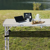 HAOYYE White with 3 Adjustable Heights Outdoor Folding Camping Table, Portable Aluminum Foldable Patio Side Table, Lightweight and Durable Design with Carry Handle for Hiking, Picnic, BBQ, Beach, Indoor or Outdoor Use